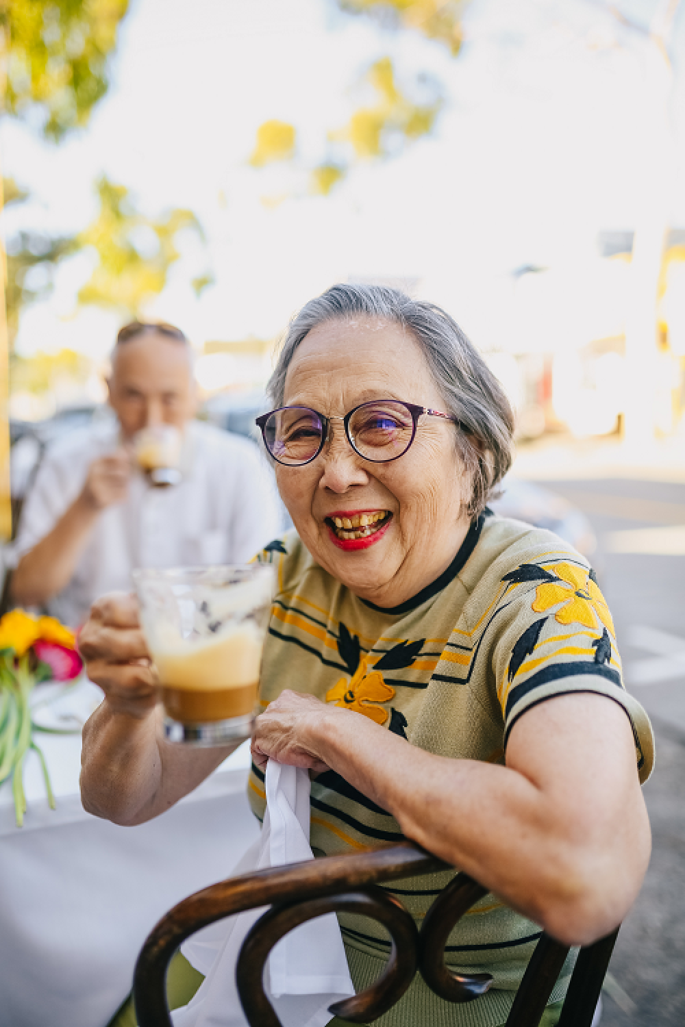 happy person drinking coffee